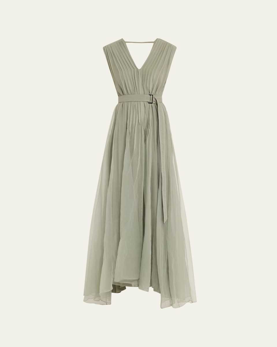 Crispy Silk Organza Belted Volume Dress